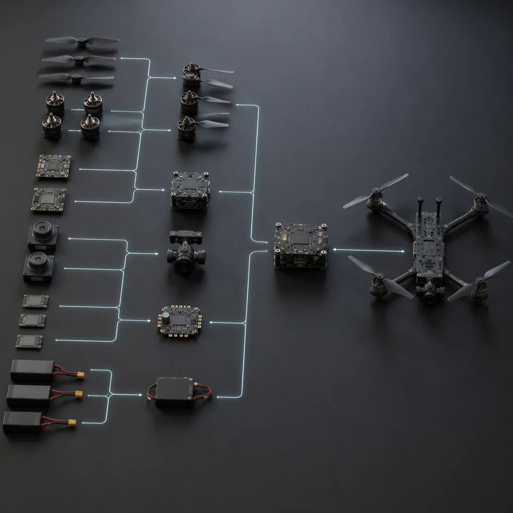 Conceptual illustration of UAV component sourcing strategy