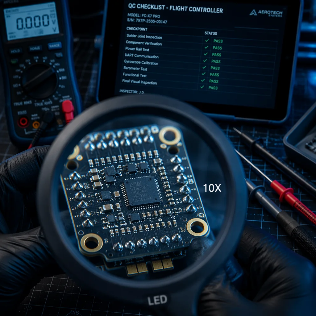 Conceptual UAV component quality inspection and testing environment