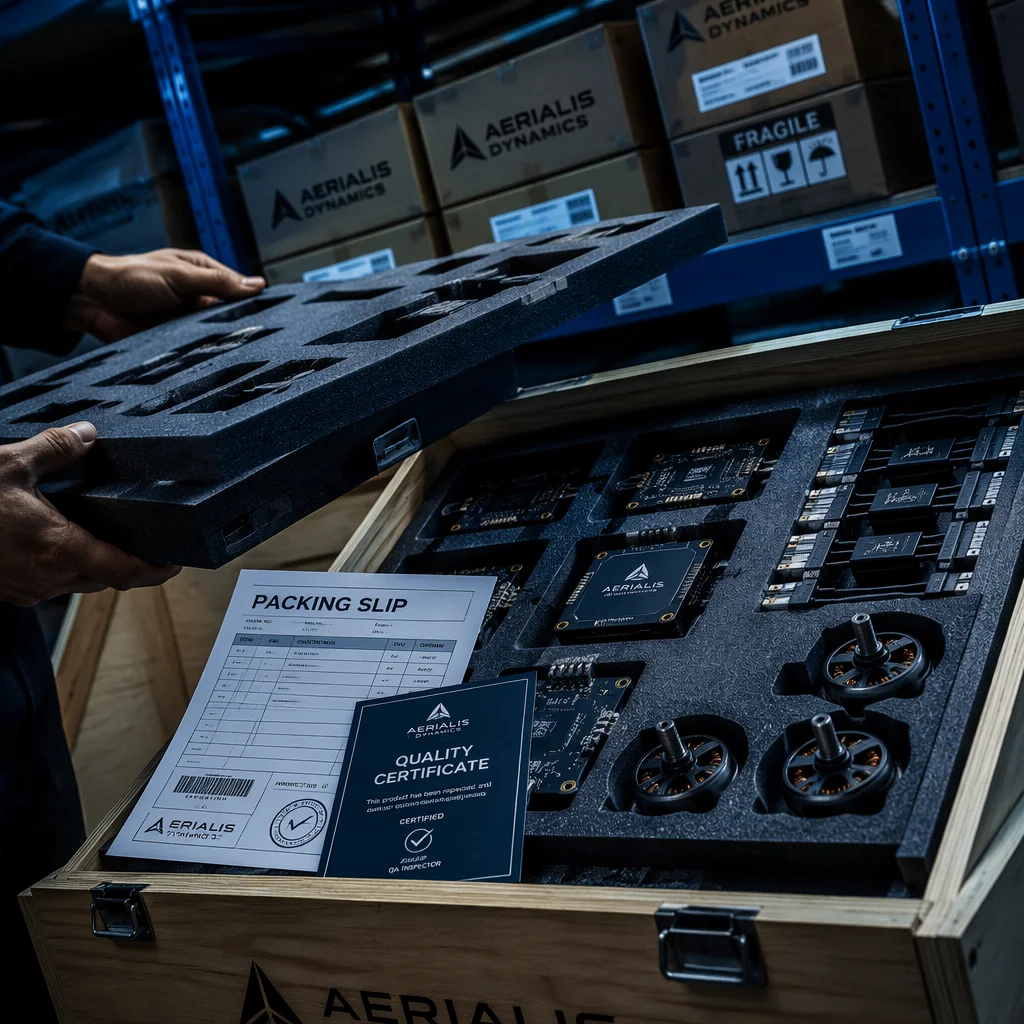 Conceptual global logistics and UAV component shipping hub